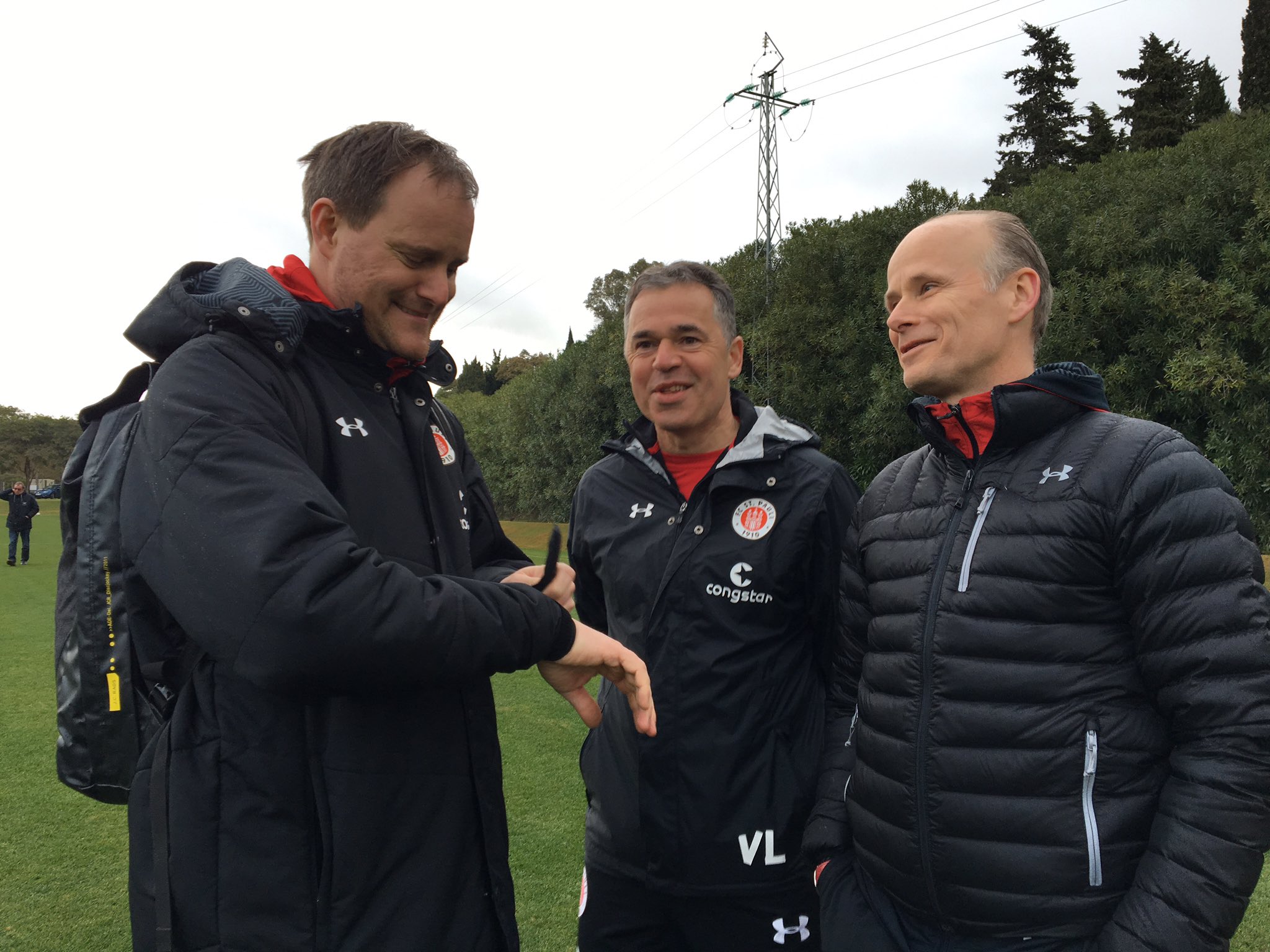 Präsident Oke Göttlich (li.), Sportchef Andreas Rettig und Joachim Pawlik (re.)