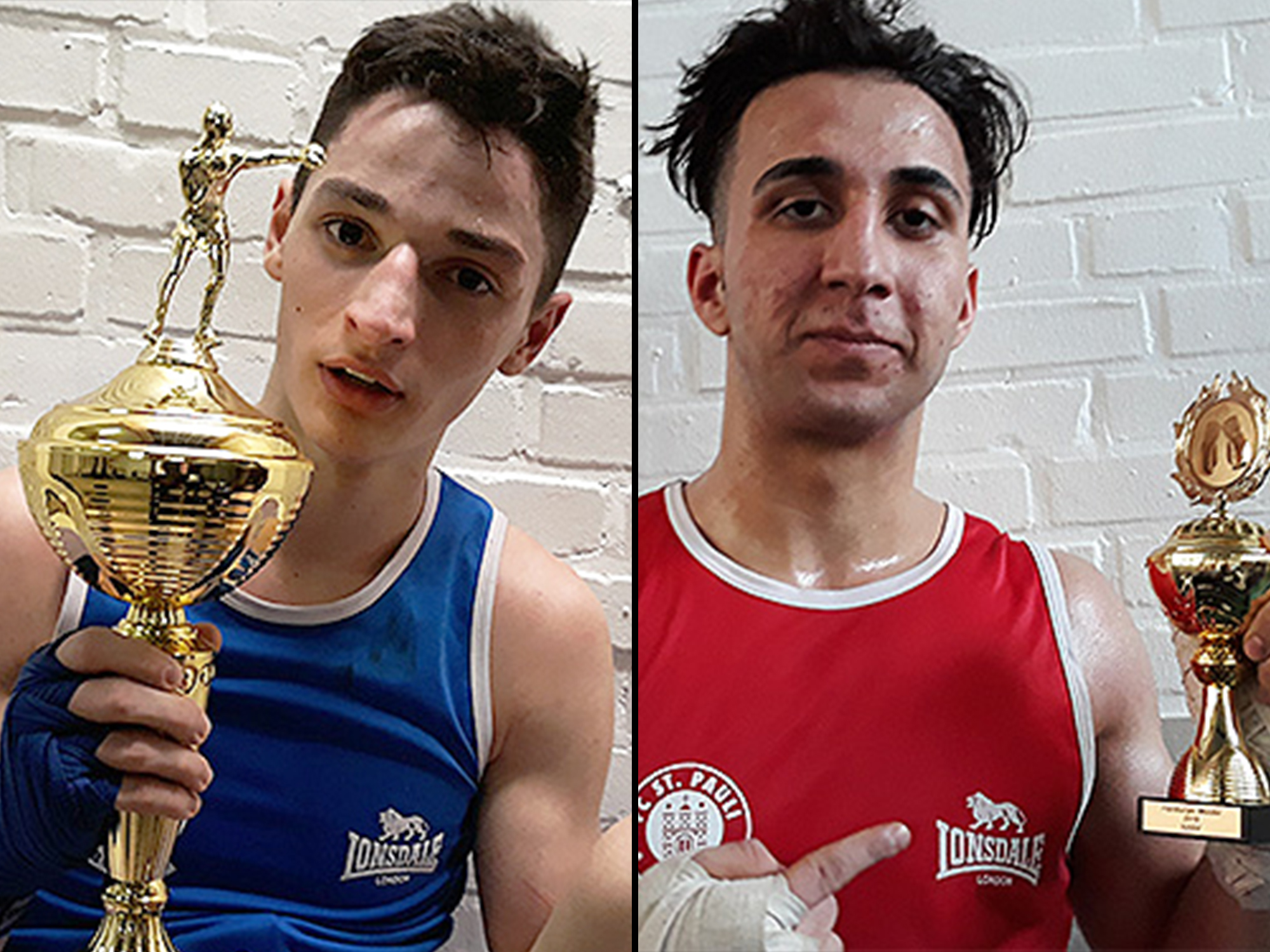 Karim Gomes (li.) und Reza Morvat (re.) durften sich jeweils über den Siegerpokal in ihrer Gewichtsklasse freuen.
