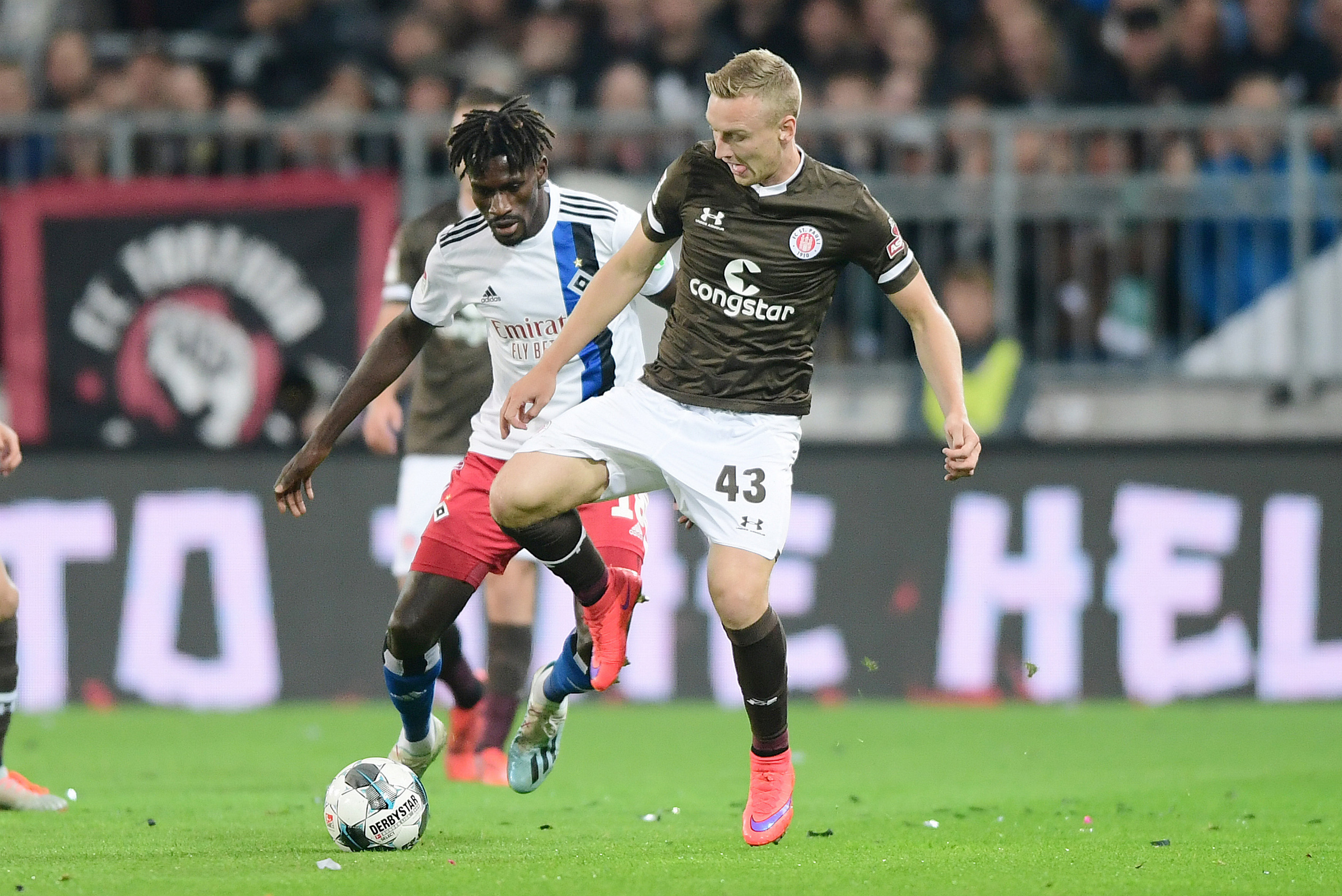 Sebastian Ohlsson (seen here under challenge from Bakery Jatta) made his competitive debut for the club in the 2-0 derby win over HSV, which he described as the highlight of the season so far.