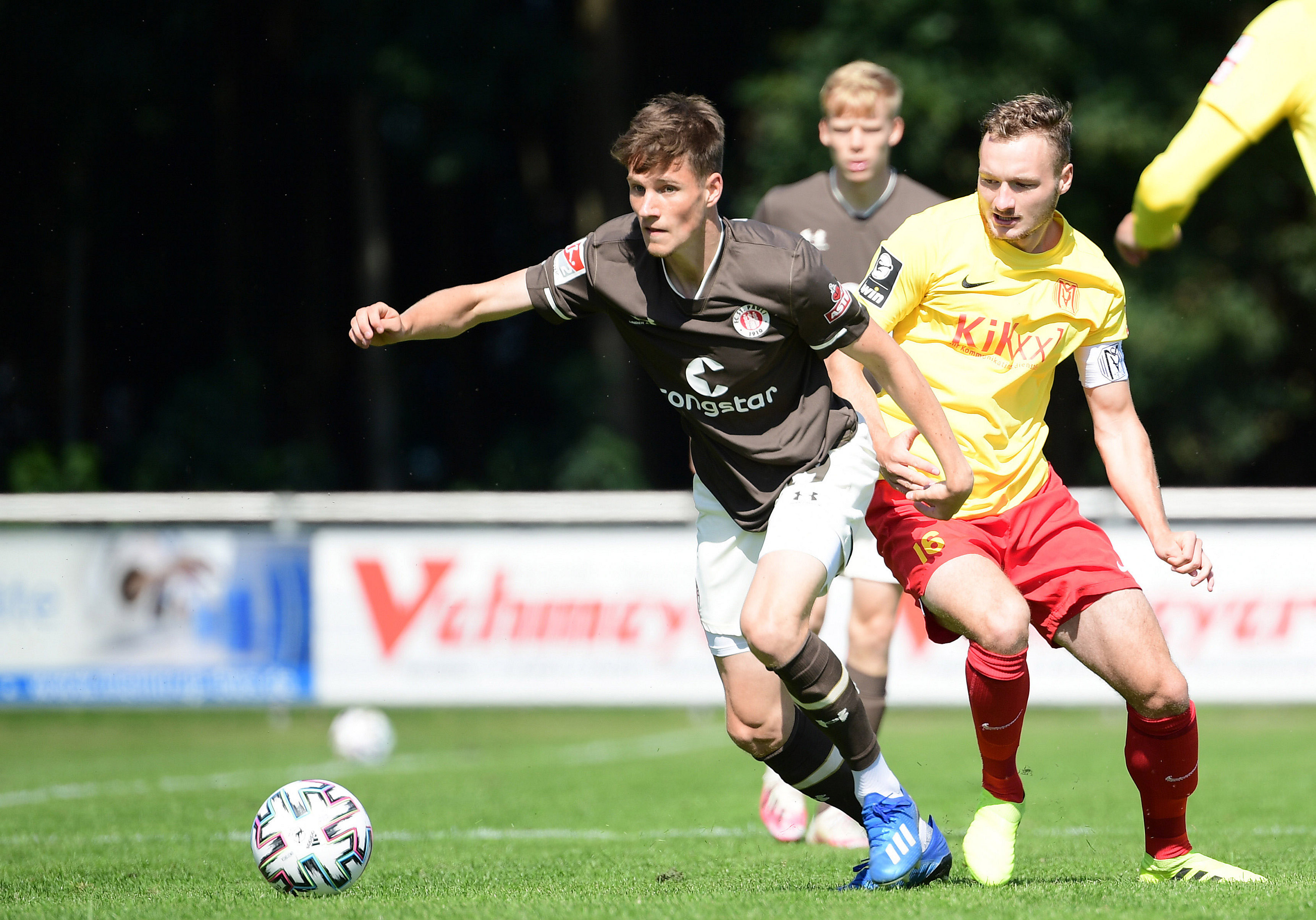 Midfielder Christian Viet escapes the attentions of Meppen captain Florian Egerer.